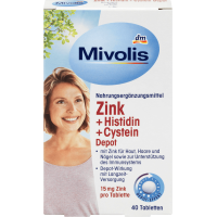 Биологически активная добавка для иммунитета Mivolis Zink + Histidin + Cystein, 40 шт