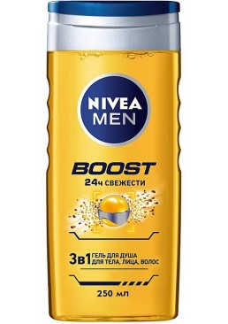 Гель для душу Nivea Men Boost 3 в 1 для тіла, обличчя та волосся, 250 мл 