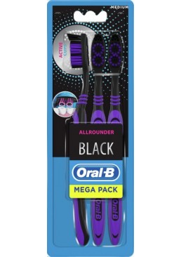 Зубная щетка Oral-B Всесторонняя чистка Black средняя, 3 шт