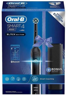 Электрическая зубная щетка Oral-B Smart 4 4500 Black Edition + дорожный кейс (D601.525.3X), 1 шт