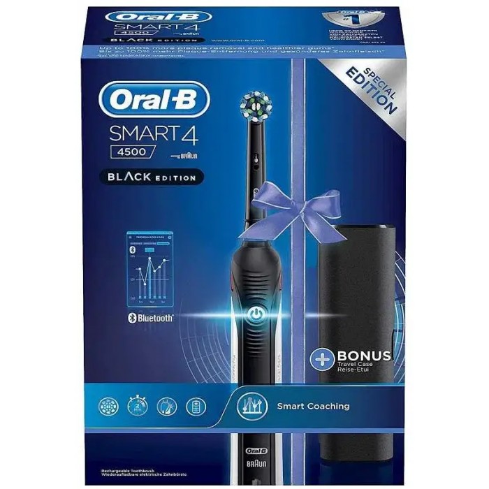 Електрична зубна щітка Oral-B Smart 4 4500 Black Edition + дорожній кейс (D601.525.3X), 1 шт - 