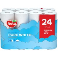 Туалетная бумага Ruta Pure White 3 слоя, 24 рулона 