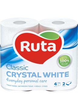 Туалетний папір Ruta Classic Crystal white 170 відривів 2 шари, 4 рулони