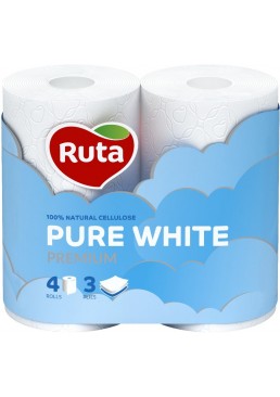 Туалетная бумага Ruta Pure White  3 слоя 4 рулона Белая 