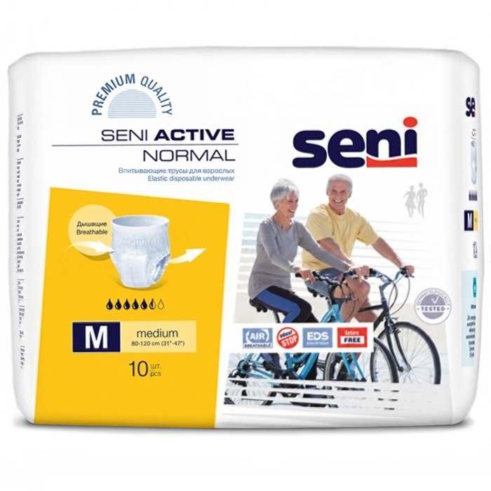 Подгузники-трусики для взрослых Seni Active Normal, размер Medium (80-110 см), 5.5 капель, 10 шт - 