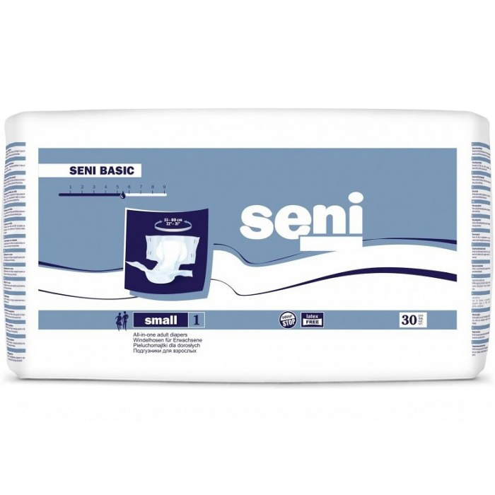 Підгузки для дорослих Seni Basic, розмір Small (55-80 см), 5.5 крапель, 30 шт - 