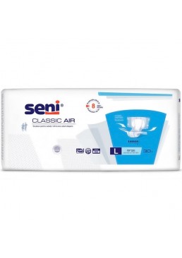 Подгузники для взрослых Seni Classic Air, размер Large (100-150 см), 6 капель, 30 шт
