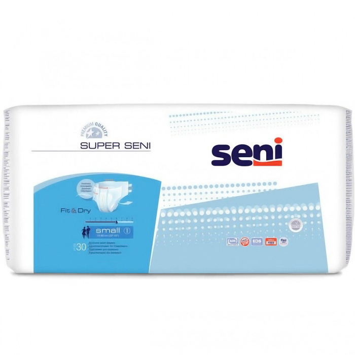 Підгузки для дорослих Seni Super, розмір Small (55-80 см), 6 крапель, 30 шт - 