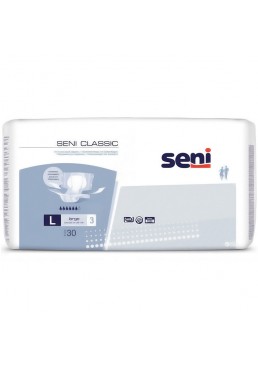 Подгузники для взрослых Seni Classic, размер Large (100-150 см), 6 капель, 30 шт