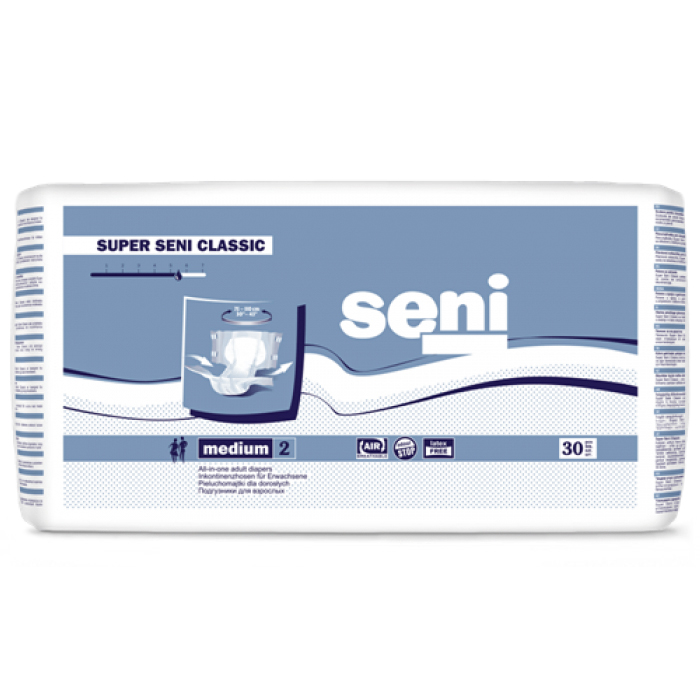 Підгузки для дорослих Super Seni Classic, розмір Medium (75-110 см), 5.5 крапель, 30 шт - 