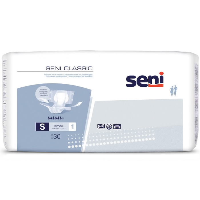 Підгузки для дорослих Seni Classic, розмір Small (55-80 см), 6 крапель, 30 шт - 