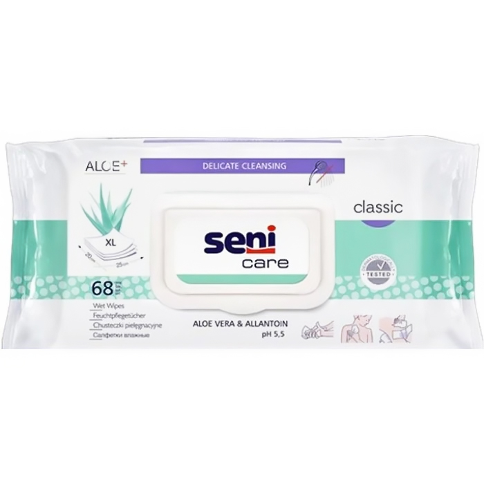 Влажные салфетки по уходу за кожей Seni Care Classic, 68 шт - 