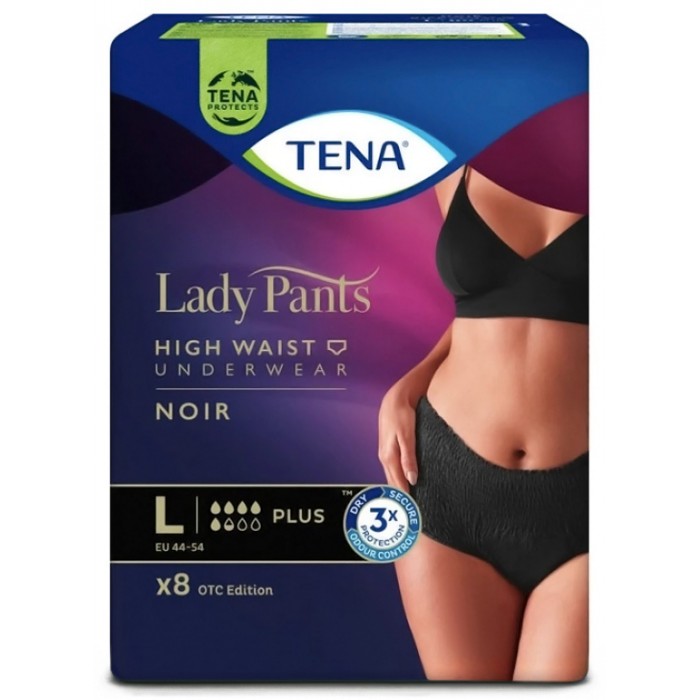 Урологічні труси Tena Lady Pants Plus Black, розмір L, 5.5 крапель, 8 шт. - 