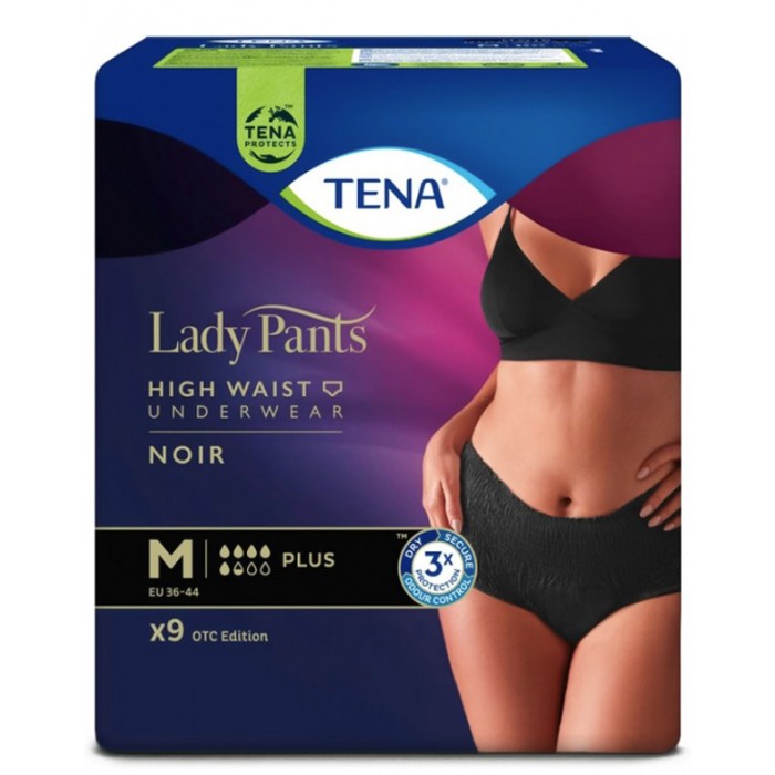 Урологические трусы Tena Lady Pants Plus Black, размер M, 5.5 капель, 9 шт. - 
