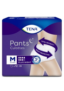 Ночные урологические трусы-подгузники для взрослых Tena Pants Plus Night, размер M (80–110 см), 7 капель, 12 шт.