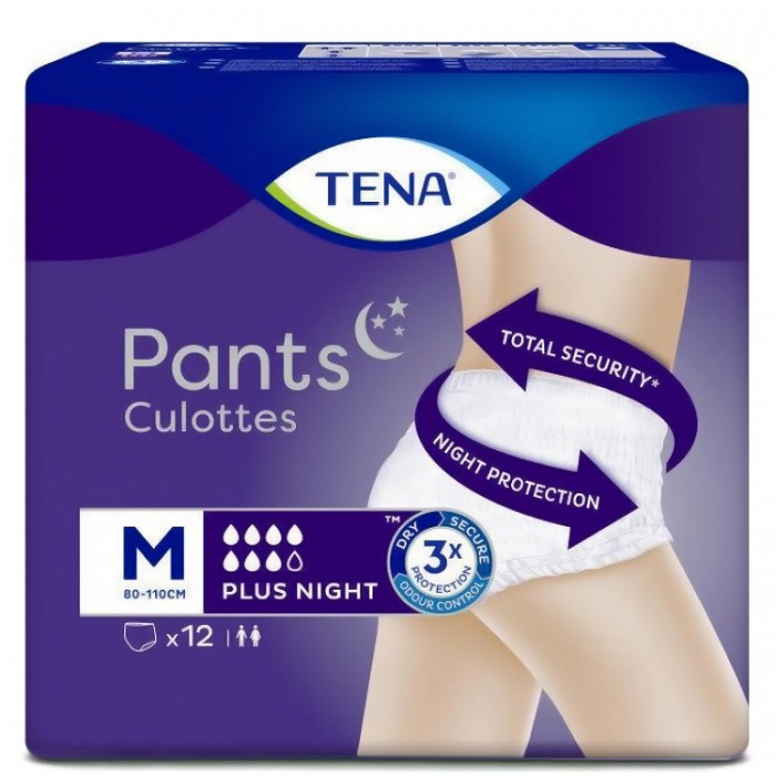 Нічні урологічні труси-підгузки для дорослих Tena Pants Plus Night, розмір M (80–110 см), 7 крапель, 12 шт. - 