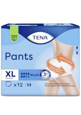 Урологические трусы-подгузники для взрослых Tena Pants Plus, размер XL (120–160 см), 6 капель, 12 шт.