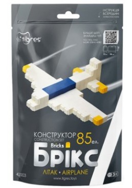Конструктор для дітей від 3 років Tigres №40003 Літак Брікс, 85 ел