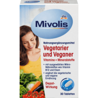 Необходимый комплекс минералов и витаминов для вегитарианцев Mivolis Vegetarier und Veganer Vitamine + Mineralstoffe, Tabletten, 30 шт
