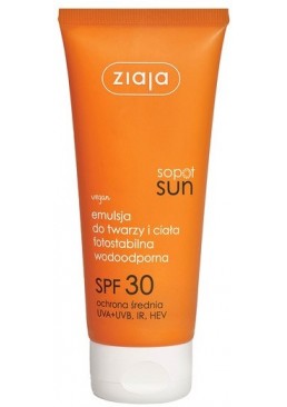 Солнцезащитная эмульсия Ziaja Sopot для лица и тела SPF30, 100 мл