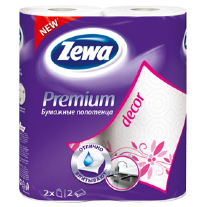 Бумажные полотенца Zewa Premium 2-слойные Декор Белые, 2 шт - 