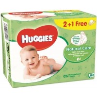 Серветки вологі Huggies Natural Care 2 + 1 (56 х 3 шт), 168 шт