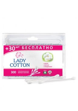 Ватные палочки Lady Cotton в полиэтиленовом пакете, 300 шт 