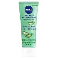 Скраб для обличчя Nivea Очищення та звуження пор з біо-алое віра та органічним рисом, 75 мл