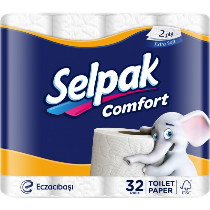 ᐉ Купить Туалетная бумага Selpak Comfort двухслойная, 32 рулона по цене:  326 грн — заказать Туалетная бумага Selpak Comfort двухслойная, 32 рулона в  интернет-магазине бытовой химии и подгузников «ХимОпт»