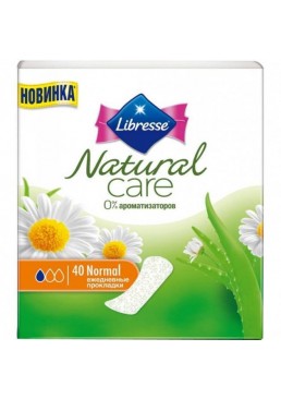 Ежедневные гигиенические прокладки Libresse Natural Care Pantyliners Normal, 40 шт