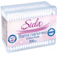 Ватяні палички Siela в пластиковій коробочці, 200 шт