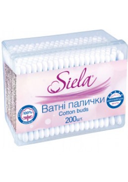 Ватяні палички Siela в пластиковій коробочці, 200 шт