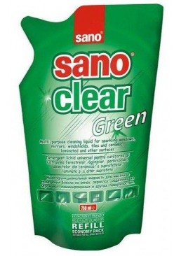 Средство Sano для мытья окон Green (запаска), 750 мл