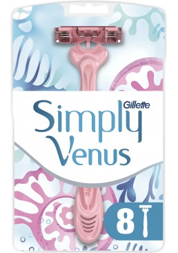 Одноразові станки для гоління жіночі Simply Venus 3, 8 шт