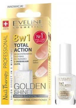 Засіб для регенерації нігтів 8в1 Eveline Cosmetics Nail Therapy Golden Shine, 12 мл