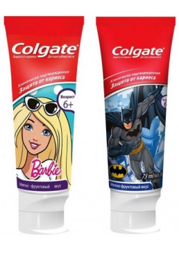 Детская зубная паста Colgate Барби \ Бетмен защита от кариеса от 6 лет, 75 мл 