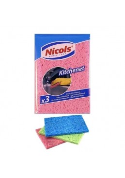 Губки кухонные Nicols Kitchenet целлюлозные, 3 шт