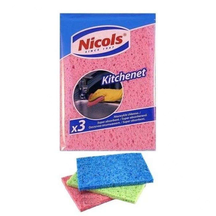 Губки кухонные Nicols Kitchenet целлюлозные, 3 шт - 