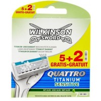 Сменные лезвия Wilkinson Sword Quattro Titanium Sensitive в упаковке, 5+2 шт