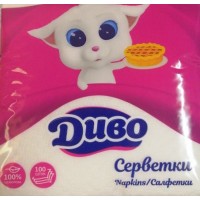 Паперові серветки Диво 1-шарові білі, 100 шт