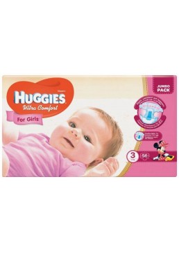 Підгузки Huggies Ultra Comfort 3 для дівчаток (5-9кг) 56шт