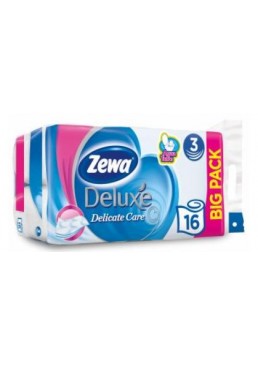 Тришаровий туалетний папір Zewa Deluxe pure, білий, 16 рулонів