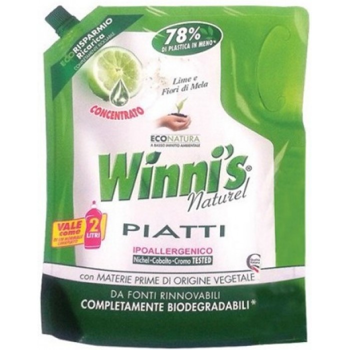 Средство для мытья посуды с ароматом лайма Winnis Piatti Lime Eco-Ricarica, 1 л - 