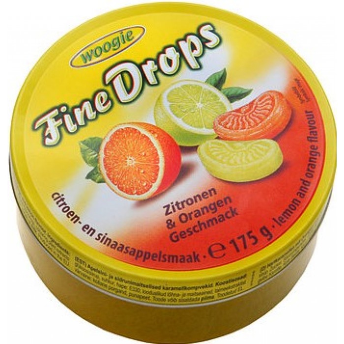 Леденцы Woogie Fine Drops Zitronen Orangen со вкусом цитрусовых, 200 г - 
