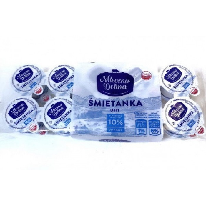 Порционные сливки для кофе Mleczna Dolina 10%, 10 г х 20 шт - 