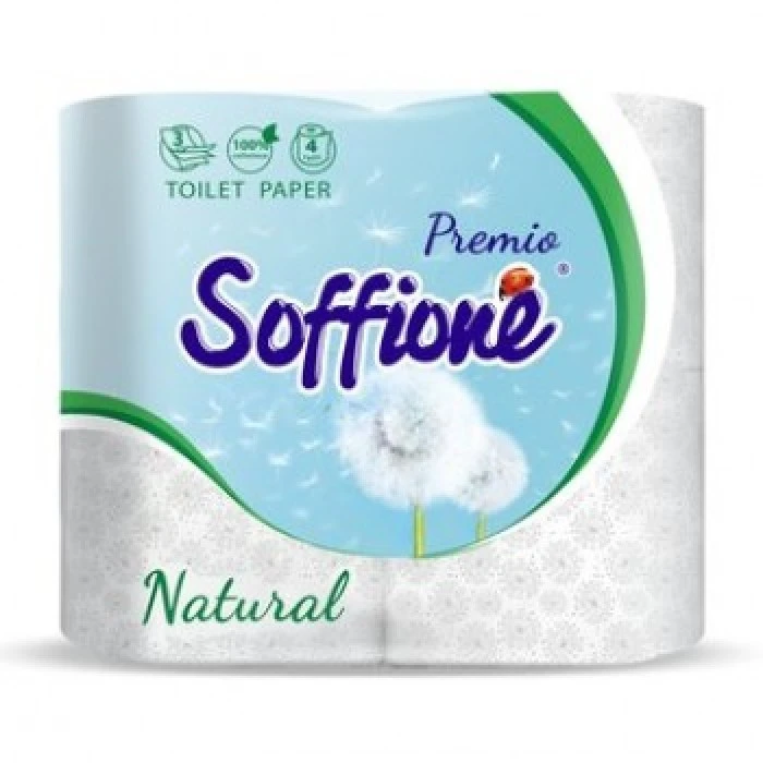 Тришарова туалетний папір Soffione Natural, 4 рулони - 