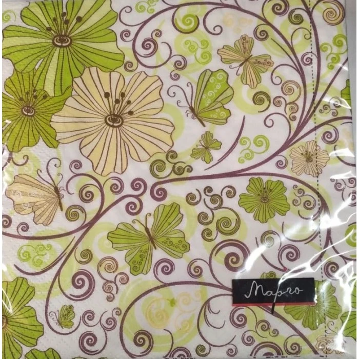 Салфетки столовые сервировочные Марго 3-х слойные, рисунок 6, 20 шт - 