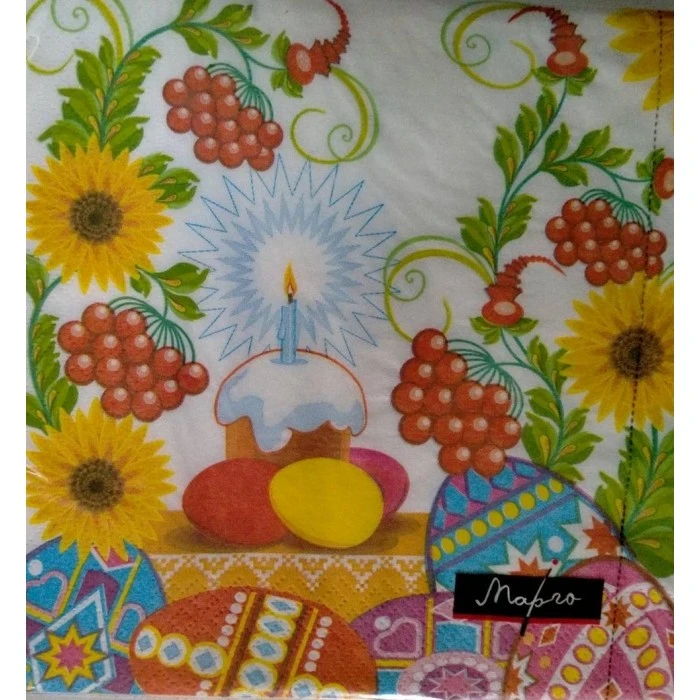 Серветки столові Марго 3-х шарові Великодня свіча, 18 шт - 