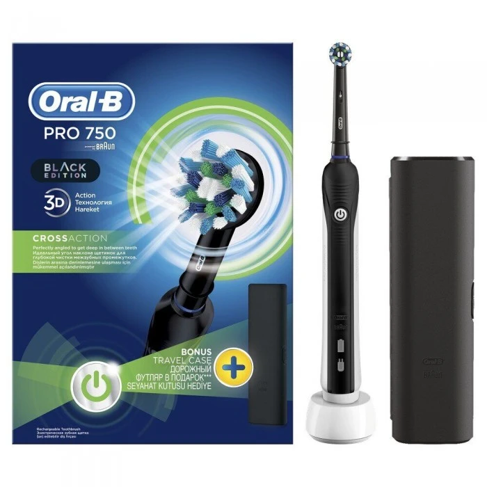 Электрическая зубная щетка ORAL-B Braun Pro 750 Black + футляр в подарунок - 