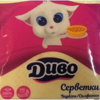 Серветки паперові Диво одношарові Жовті 24х24 см, 100 шт